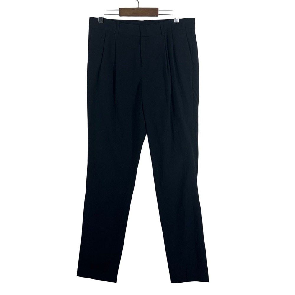 Madewell Black Wool Cotton Pleated Tapered Trousers Pants Womens 2 Tailored